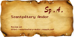 Szentpétery Andor névjegykártya